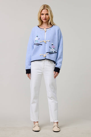Alpine Ski Toggle Cardigan Blue