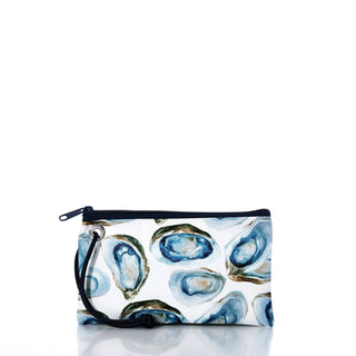 Watercolor Oyster Wristlet: Recycled Sail Cloth Coastal Clutch