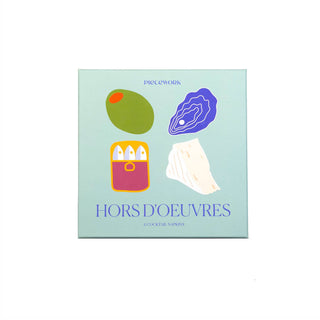 Piecework Linen Hors D’Oeuvres Embroidered Cocktail Napkins - Set of 4