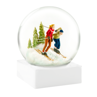Vintage Mountain Skiers Snow Globe – Luxury Winter Home Decor