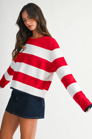 Coastal Navy Stripe Crewneck – Effortless Nautical Knit