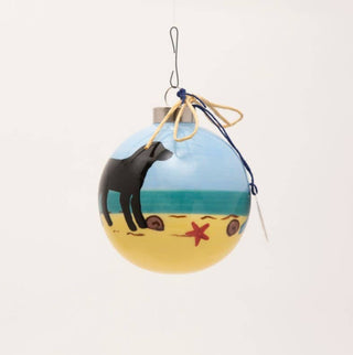 Black Dog on Beach Ornament
