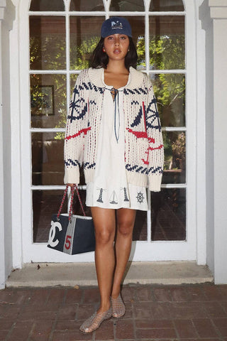 The Harbor View Sailboat Chunky Knit Cardigan