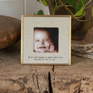 "Of All The Things" Heirloom Brass & Linen Quote Frame – 3.5"x3.5"
