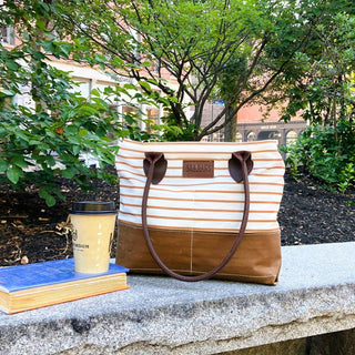 Chebeague Stripe Handbag – Recycled Sail Cloth & Waxed Canvas Tote
