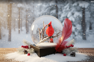 Winter Cardinal Glass Snow Globe: Symbolic Good Luck Home Decor