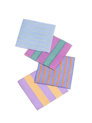 Piecework Stripe Linen Cocktail Napkins – Set of 4 Designer Hostess Gift