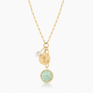 Paradiso Mermaid Amazonite & Pearl Charm Necklace | 14k Gold Plated By Thatch Jewelry