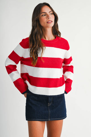 Coastal Navy Stripe Crewneck – Effortless Nautical Knit