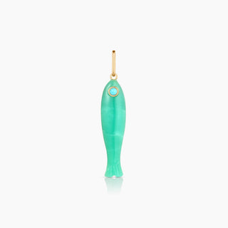 Fortuna Chrysoprase Fish Charm – 14k Gold Plated Lucky Amulet By Thatch Jewelry