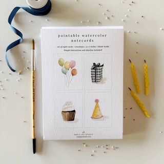 Celebrate Paintable Watercolor Notecards – DIY Set of 8 Greeting Cards by Emily Lex