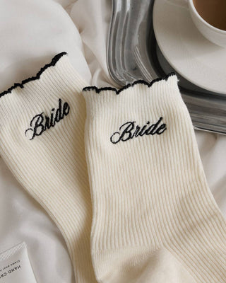 Bride Ruffle Socks | Embroidered Wedding & Bachelorette Gift