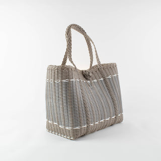 Guadalupe Small Woven Tote – Versatile Putty & Silver Everyday Handbag