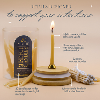 20-Minute Mindfulness Beeswax Candle Set – Hand-Dipped Meditation Ritual Kit