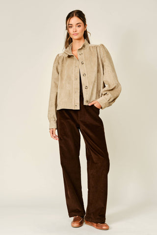 Elena Vintage Stretch Suede Turtleneck Jacket