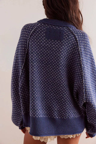 Simple Jacquard Round Neck Pullover Sweater