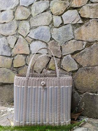 Guadalupe Small Woven Tote – Versatile Putty & Silver Everyday Handbag