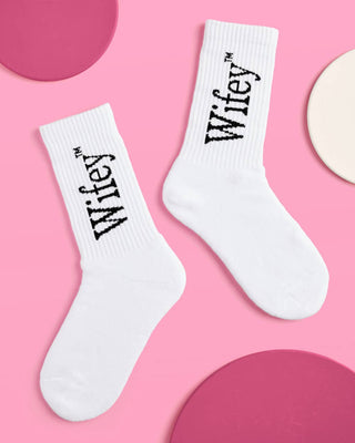 Wifey Socks | Chic White Bridal & Engagement Gift for Brides