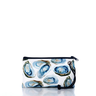 Watercolor Oyster Wristlet: Recycled Sail Cloth Coastal Clutch