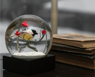 Winter Cardinal Glass Snow Globe: Symbolic Good Luck Home Decor