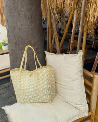 The Lilley Line Medium Tote: All-Purpose Durable Woven Market Bag – Salt