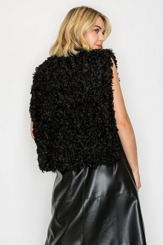 Jacquelina Fur Vest - Black, styled view