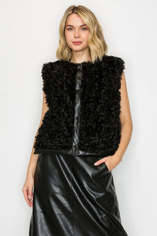 Jacquelina Fur Vest - Black, detail view