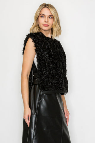 Jacquelina Fur Vest - Black, side view