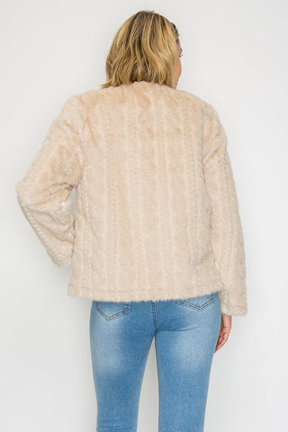 Joshua Fur Jacket - Beige, back view