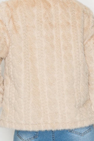 Joshua Fur Jacket - Beige, styled view