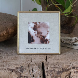 "And Then One Day" Heirloom Brass & Linen Picture Frame | 3.5" x 3.5"