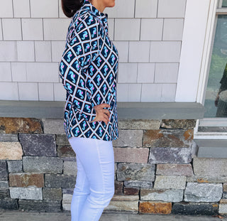 Lulu B Seahorse Lattice Quarter-Zip Pullover | UPF 50+ Sun Protection