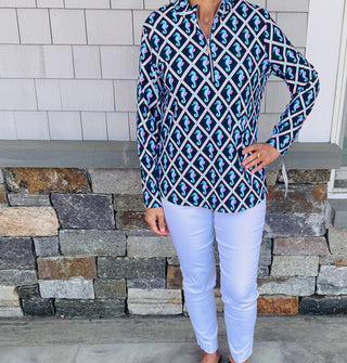 Lulu B Seahorse Lattice Quarter-Zip Pullover | UPF 50+ Sun Protection