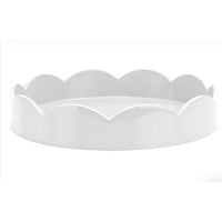 Addison Ross Lacquer Round Scalloped Tray (White) 8.5