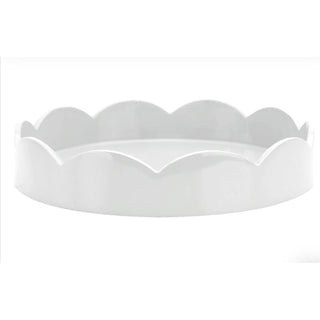 Addison Ross Lacquer Round Scalloped Tray (White) 8.5