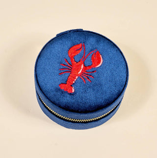 Seaside Lobster Velvet Travel Jewelry Case