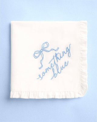 "Something Blue" Embroidered Wedding Handkerchief – Ruffled Bridal Keepsake Gift