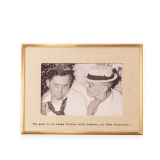"The Goal Is To Laugh" Brass & Linen 4x6 Quote Photo Frame | Made in USA
