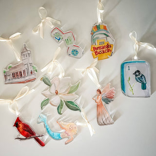Merry Mahjong Hand-Painted Watercolor Acrylic Ornament - Game Lover Gift