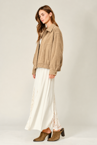 Legacy Oversized Vegan Leather Bomber Jacket