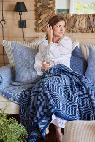 Harborview Herringbone Navy Blanket - Chappy Wrap Midi