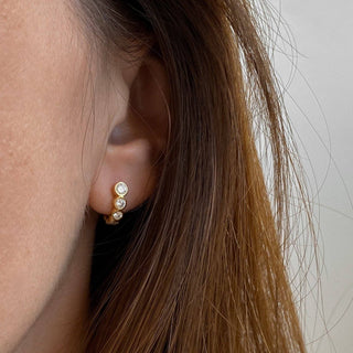 Astrid 14k Gold Plated Flush Set Huggie Hoop Earrings - THATCH