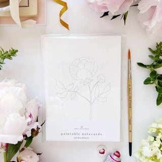Emily Lex Garden Flowers Paintable Watercolor Notecard Set — DIY Floral Stationery Kit