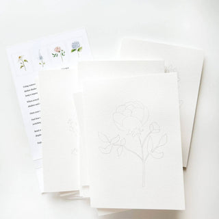 Emily Lex Garden Flowers Paintable Watercolor Notecard Set — DIY Floral Stationery Kit