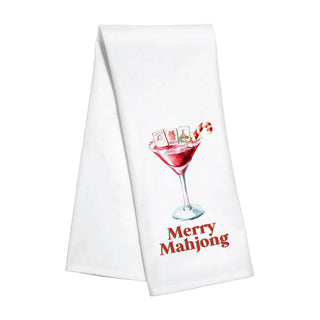Merry Mahjong Martini Holiday Kitchen Towel | Festive 18"x26" Decor