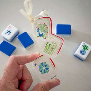 Merry Mahjong Hand-Painted Watercolor Acrylic Ornament - Game Lover Gift