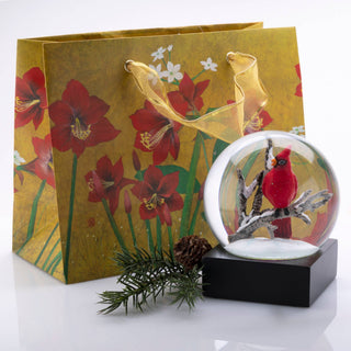 Winter Cardinal Glass Snow Globe: Symbolic Good Luck Home Decor