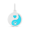Light blue with sterling silver paw print and heart charm 