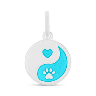 Light blue with sterling silver paw print and heart charm 