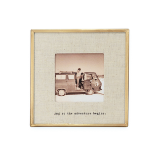 "And So The Adventure Begins" Vintage Brass & Linen Heirloom Frame